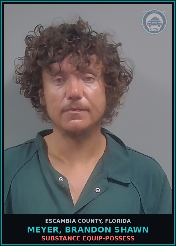 Booking mugshot of MEYER, BRANDON SHAWN in Escambia County