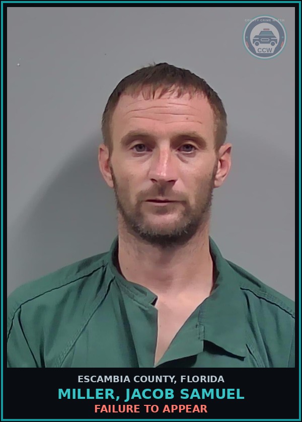 Booking mugshot of MILLER, JACOB SAMUEL in Escambia County