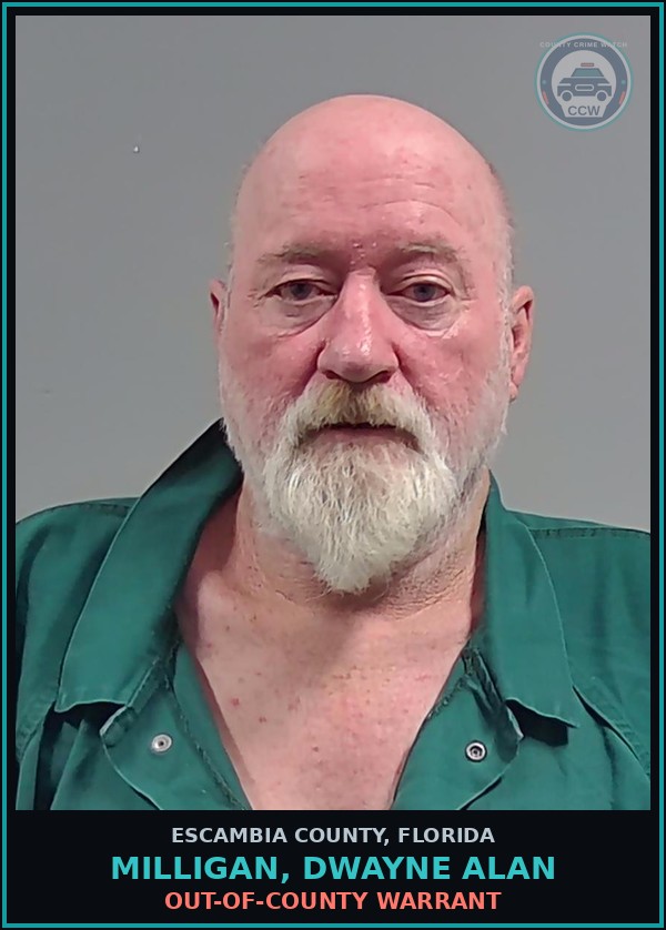 Booking mugshot of MILLIGAN, DWAYNE ALAN in Escambia County
