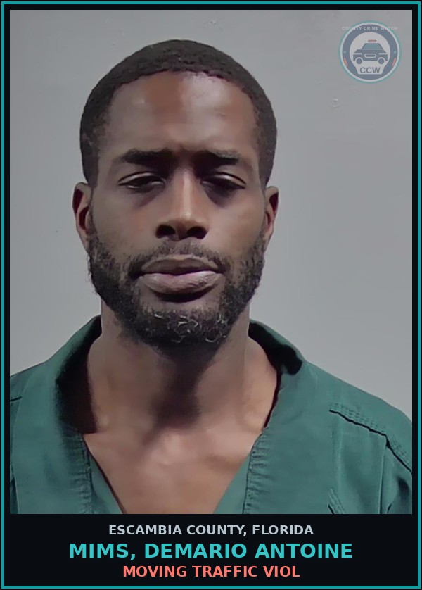 Booking mugshot of MIMS, DEMARIO ANTOINE in Escambia County