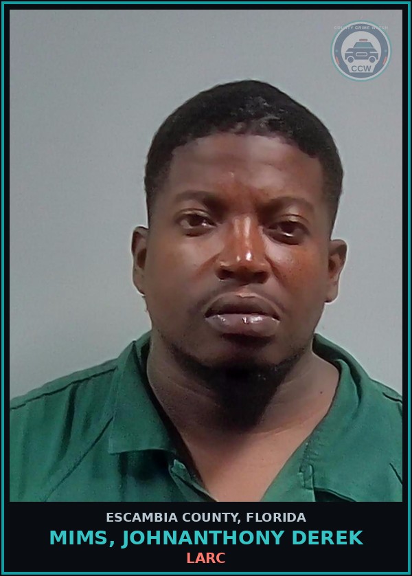 Booking mugshot of MIMS, JOHNANTHONY DEREK in Escambia County