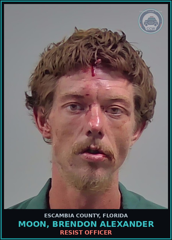 Booking mugshot of MOON, BRENDON ALEXANDER in Escambia County