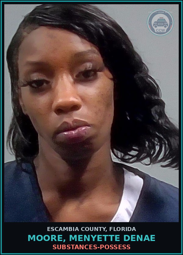 Booking mugshot of MOORE, MENYETTE DENAE in Escambia County