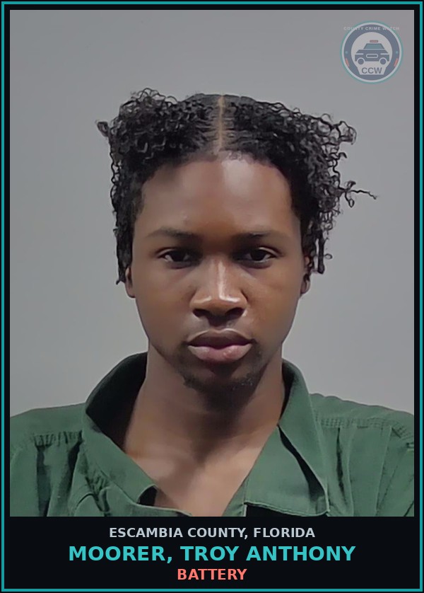 Booking mugshot of MOORER, TROY ANTHONY in Escambia County