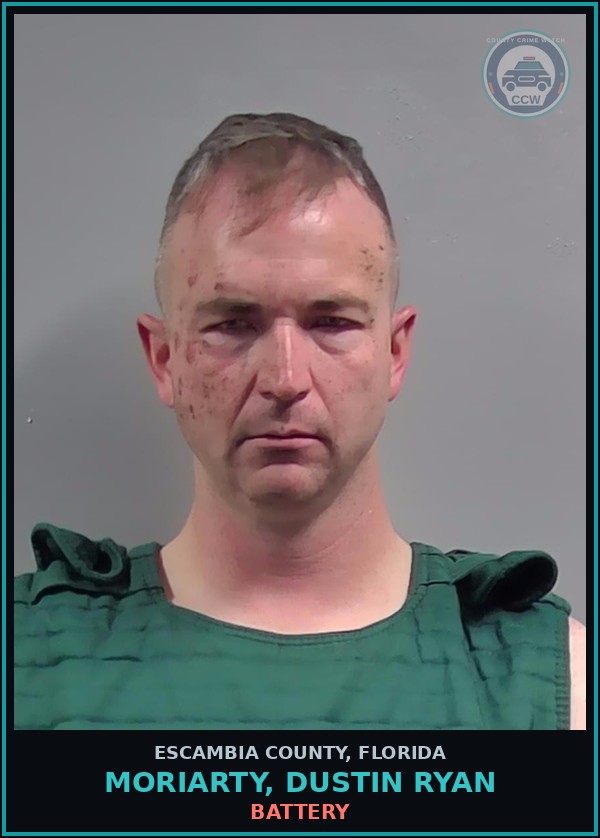Booking mugshot of MORIARTY, DUSTIN RYAN in Escambia County