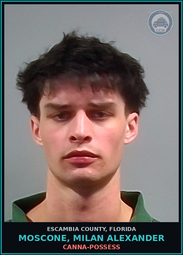 Booking mugshot of MOSCONE, MILAN ALEXANDER in Escambia County