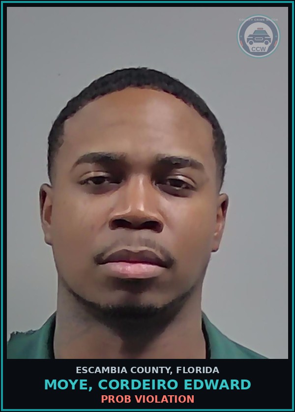 Booking mugshot of MOYE, CORDEIRO EDWARD in Escambia County