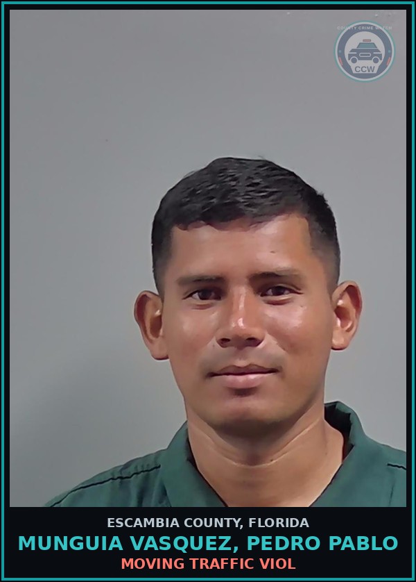 Booking mugshot of MUNGUIA VASQUEZ, PEDRO PABLO in Escambia County