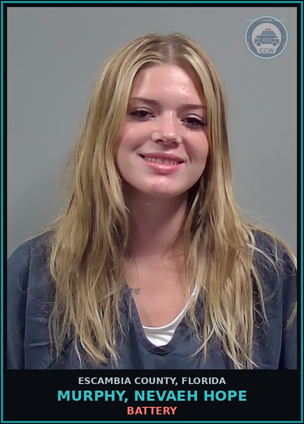 Booking mugshot of MURPHY, NEVAEH HOPE in Escambia County