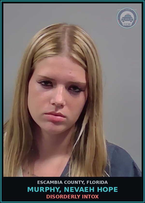 Booking mugshot of MURPHY, NEVAEH HOPE in Escambia County