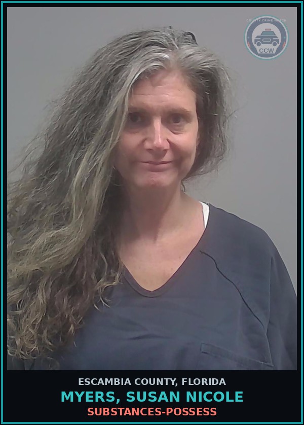 Booking mugshot of MYERS, SUSAN NICOLE in Escambia County