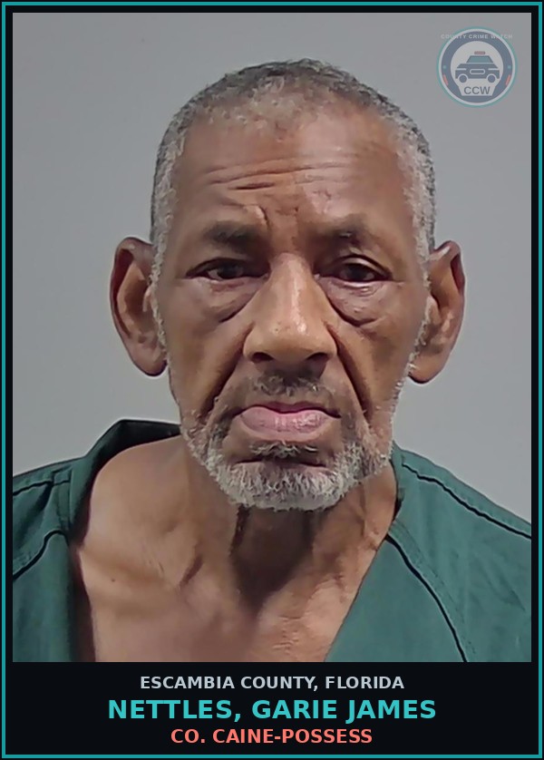 Booking mugshot of NETTLES, GARIE JAMES in Escambia County