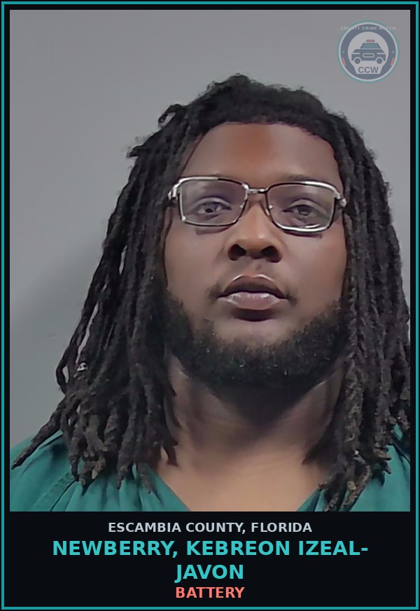 Booking mugshot of NEWBERRY, KEBREON IZEAL- JAVON in Escambia County