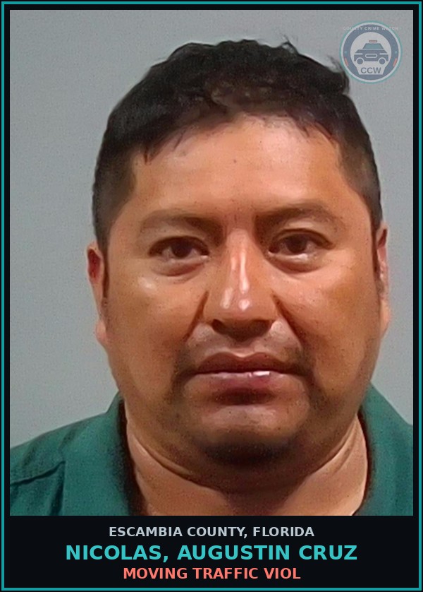 Booking mugshot of NICOLAS, AUGUSTIN CRUZ in Escambia County