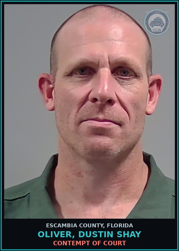 Booking mugshot of OLIVER, DUSTIN SHAY in Escambia County