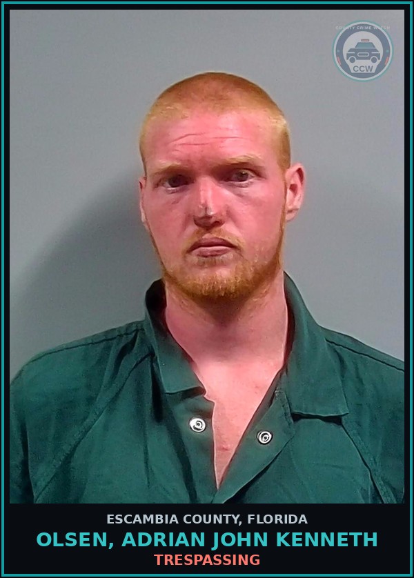 Booking mugshot of OLSEN, ADRIAN JOHN KENNETH in Escambia County