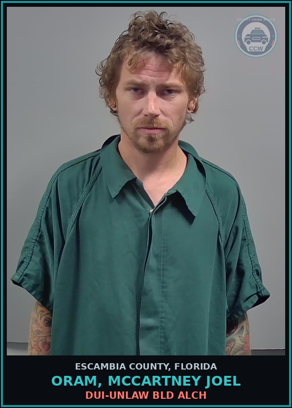 Booking mugshot of ORAM, MCCARTNEY JOEL in Escambia County