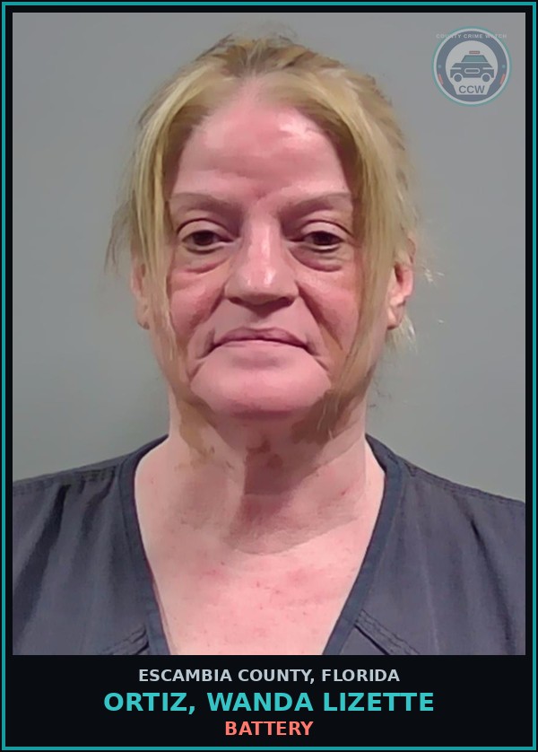 Booking mugshot of ORTIZ, WANDA LIZETTE in Escambia County