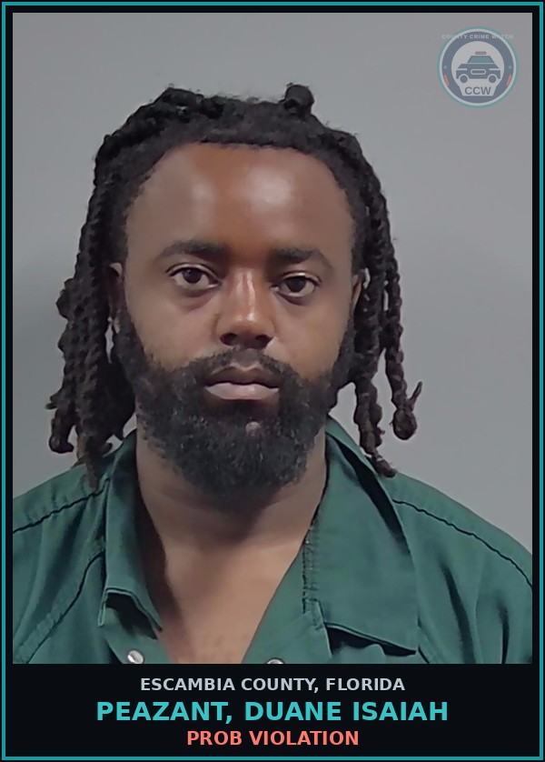 Booking mugshot of PEAZANT, DUANE ISAIAH in Escambia County
