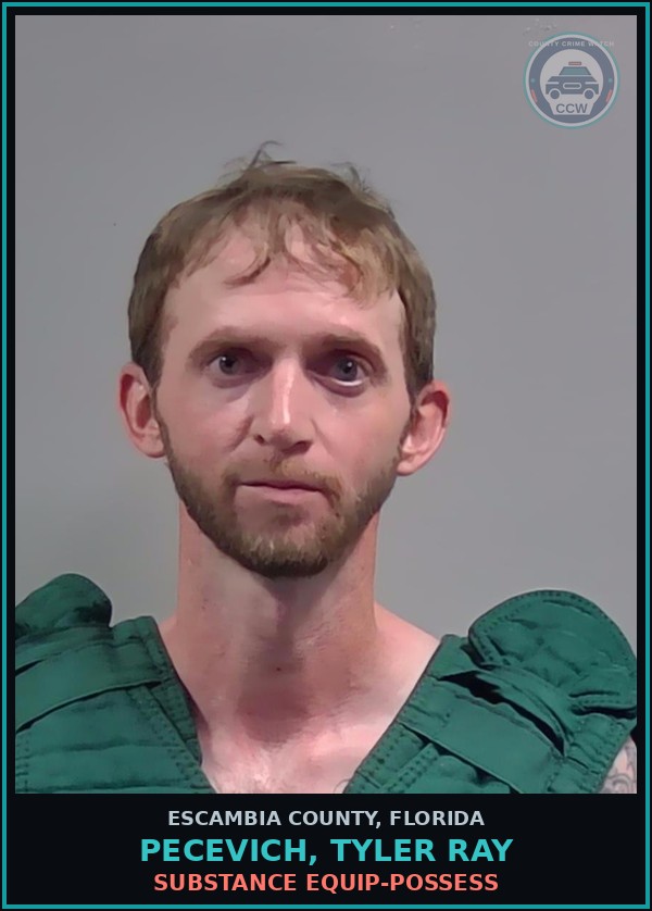 Booking mugshot of PECEVICH, TYLER RAY in Escambia County