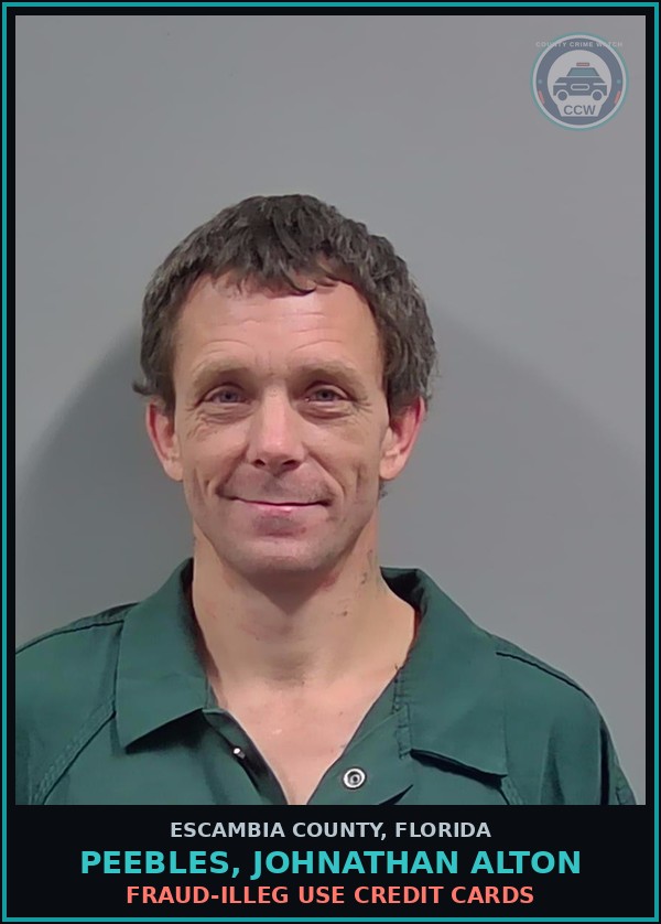 Booking mugshot of PEEBLES, JOHNATHAN ALTON in Escambia County
