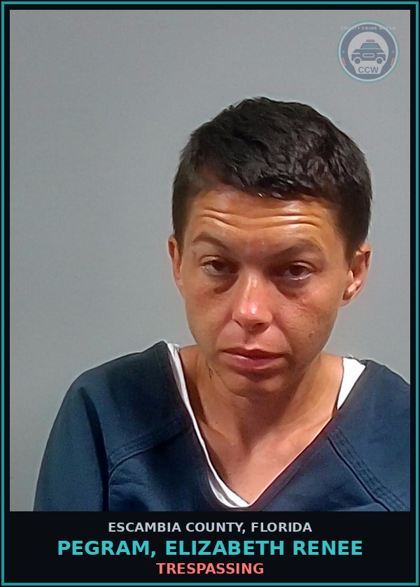 Booking mugshot of PEGRAM, ELIZABETH RENEE in Escambia County