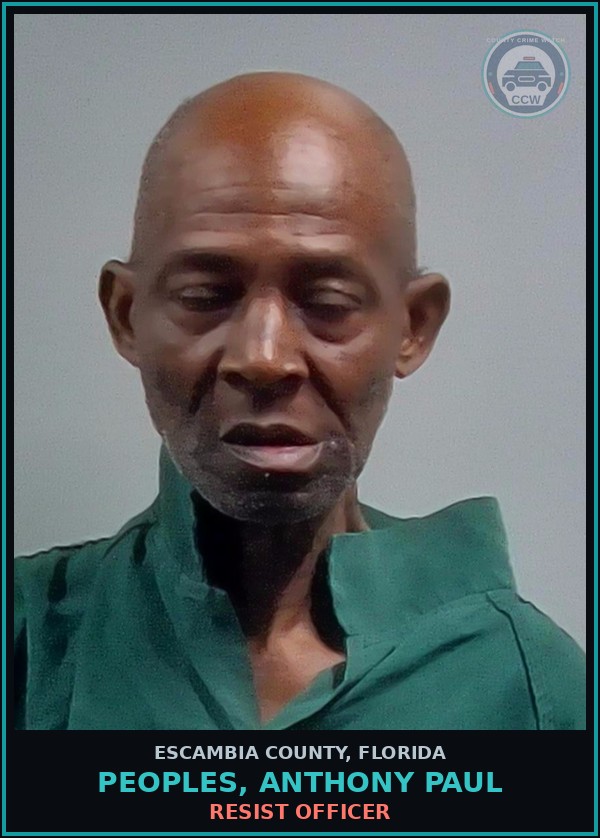 Booking mugshot of PEOPLES, ANTHONY PAUL in Escambia County