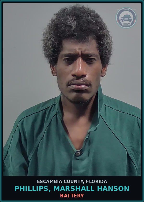 Booking mugshot of PHILLIPS, MARSHALL HANSON in Escambia County