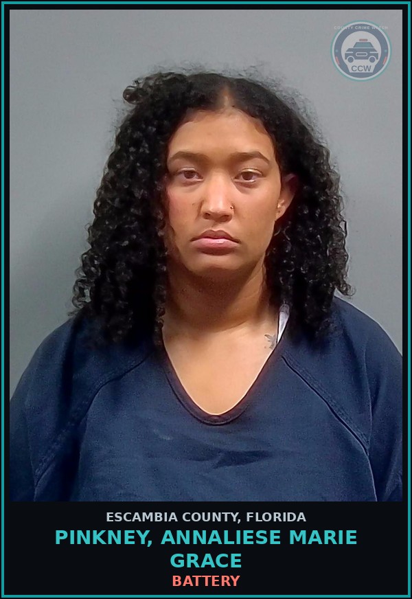 Booking mugshot of PINKNEY, ANNALIESE MARIE GRACE in Escambia County