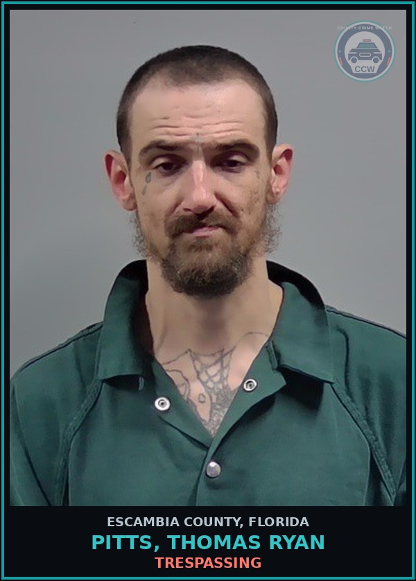 Booking mugshot of PITTS, THOMAS RYAN in Escambia County