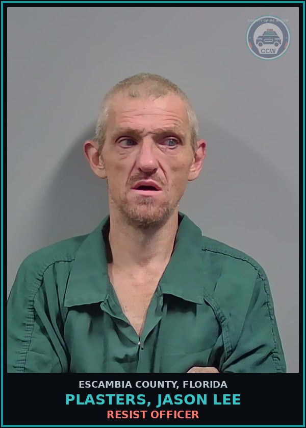 Booking mugshot of PLASTERS, JASON LEE in Escambia County