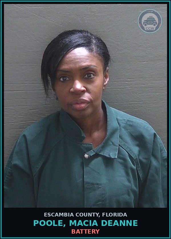Booking mugshot of POOLE, MACIA DEANNE in Escambia County