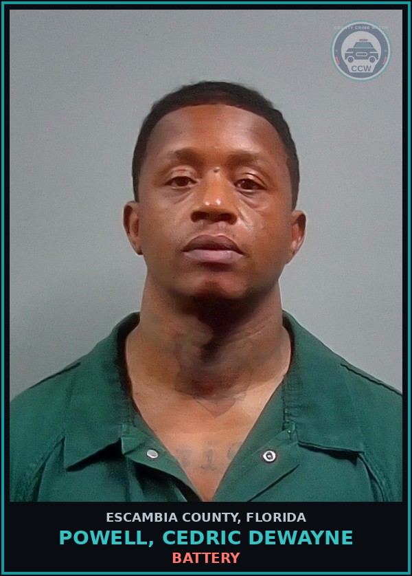 Booking mugshot of POWELL, CEDRIC DEWAYNE in Escambia County