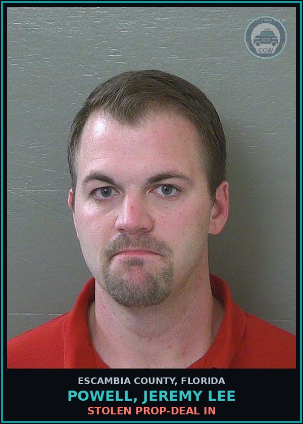 Booking mugshot of POWELL, JEREMY LEE in Escambia County