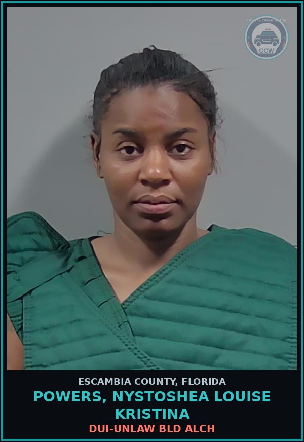 Booking mugshot of POWERS, NYSTOSHEA LOUISE KRISTINA in Escambia County