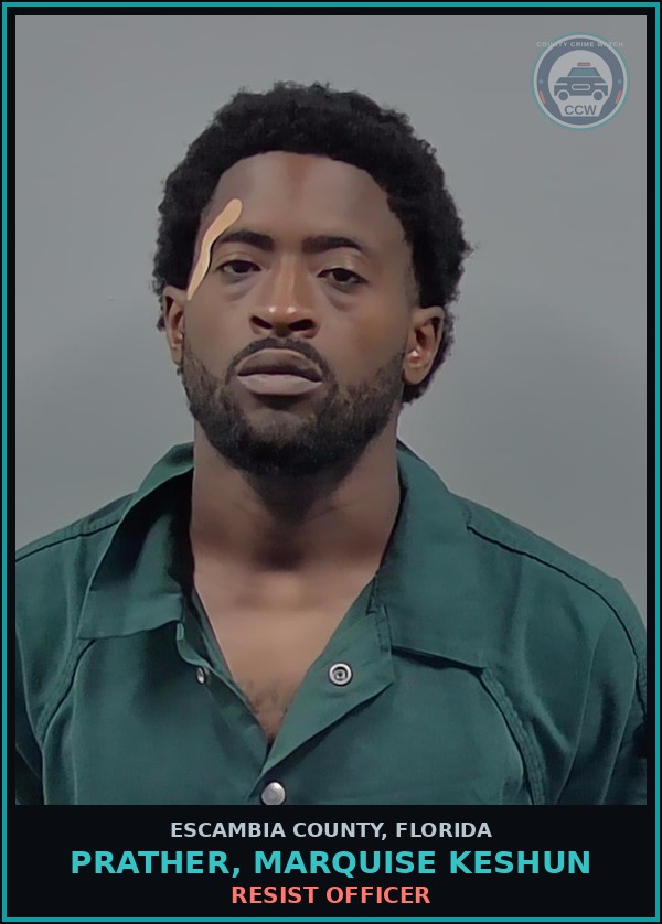 Booking mugshot of PRATHER, MARQUISE KESHUN in Escambia County