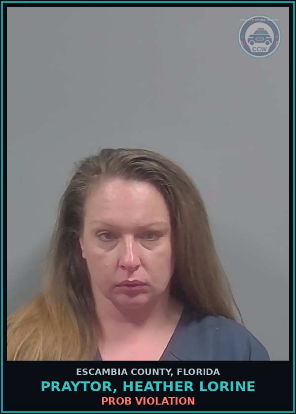 Booking mugshot of PRAYTOR, HEATHER LORINE in Escambia County