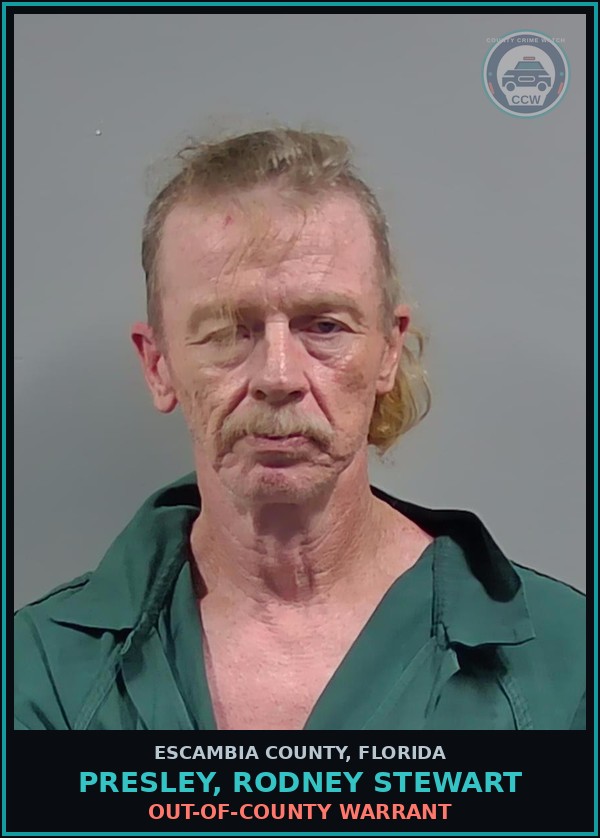 Booking mugshot of PRESLEY, RODNEY STEWART in Escambia County