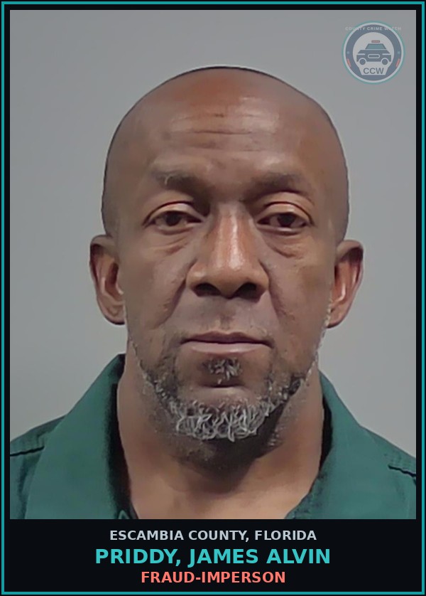 Booking mugshot of PRIDDY, JAMES ALVIN in Escambia County