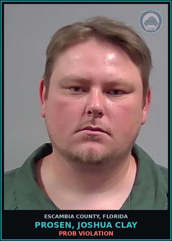 Booking mugshot of PROSEN, JOSHUA CLAY in Escambia County