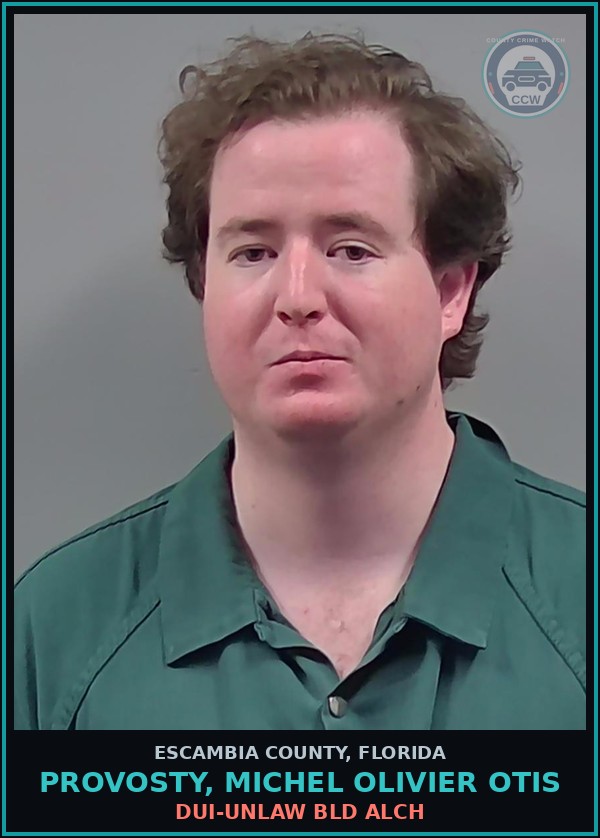 Booking mugshot of PROVOSTY, MICHEL OLIVIER OTIS in Escambia County