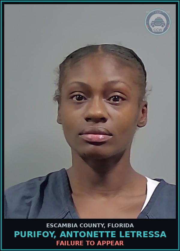 Booking mugshot of PURIFOY, ANTONETTE LETRESSA in Escambia County