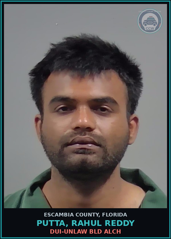 Booking mugshot of PUTTA, RAHUL REDDY in Escambia County