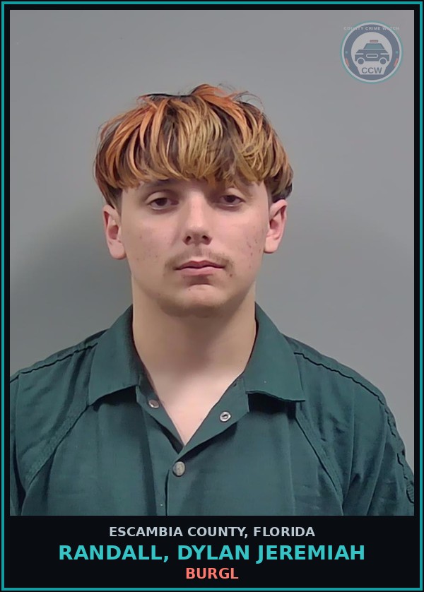 Booking mugshot of RANDALL, DYLAN JEREMIAH in Escambia County