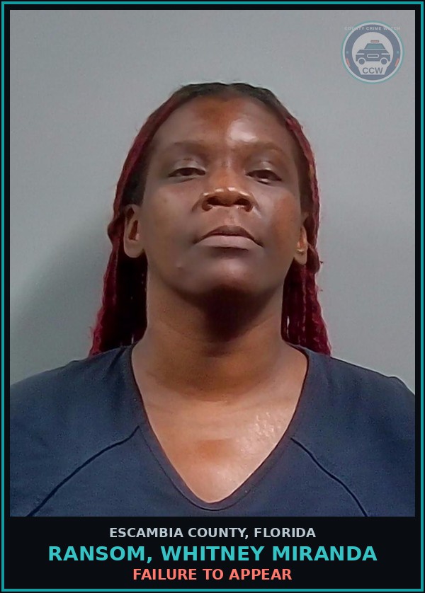 Booking mugshot of RANSOM, WHITNEY MIRANDA in Escambia County