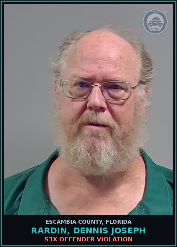 Booking mugshot of RARDIN, DENNIS JOSEPH in Escambia County