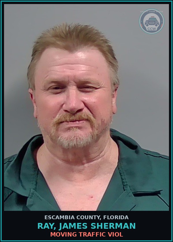 Booking mugshot of RAY, JAMES SHERMAN in Escambia County