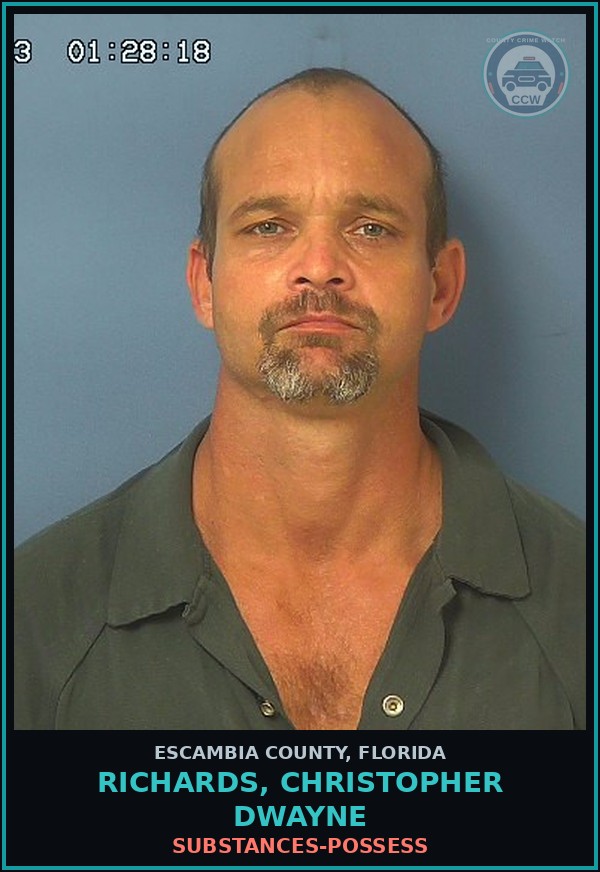 Booking mugshot of RICHARDS, CHRISTOPHER DWAYNE in Escambia County
