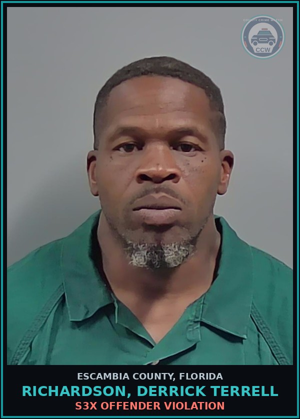 Booking mugshot of RICHARDSON, DERRICK TERRELL in Escambia County
