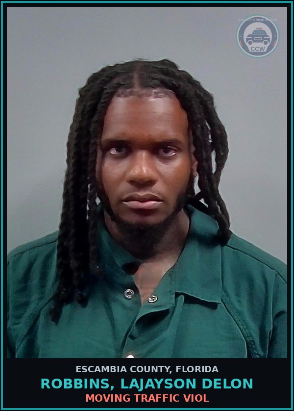 Booking mugshot of ROBBINS, LAJAYSON DELON in Escambia County